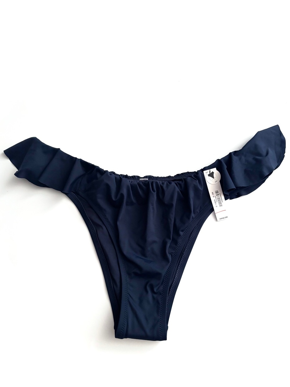 PINK Victoria's Secret Swim Bikini Bottom Nwt Noir Navy Blue Ruffle Itsy XL